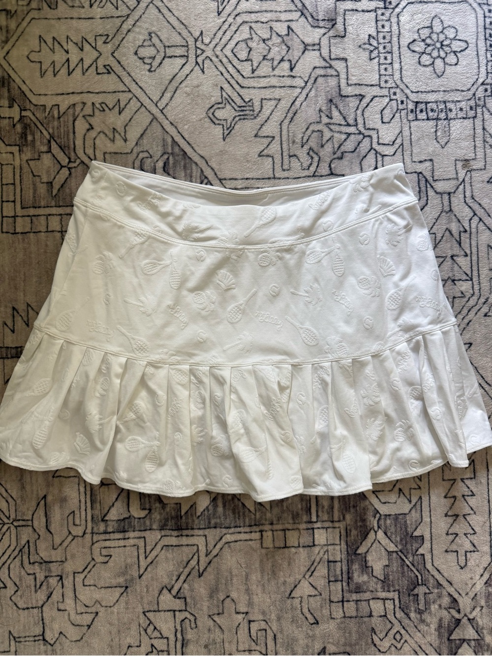 Lilly Pulitzer Luxletic Tennis Skort White Textured Print Resort Skirt Racket M